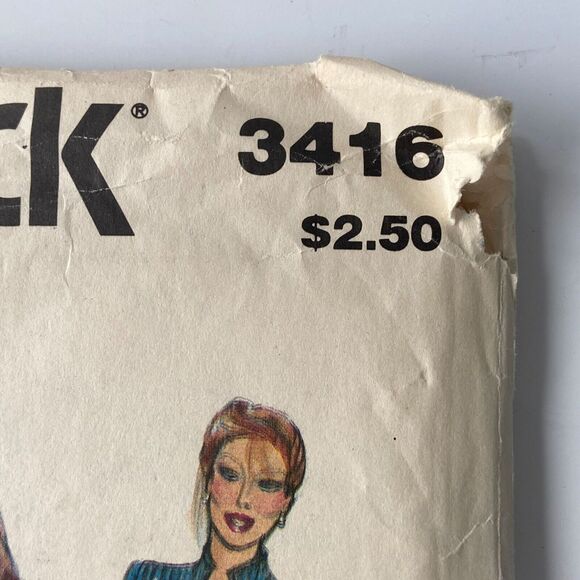 Butterick 3416 Pattern Dress Jacket Miss 12 80s Vintage Business Sleek Loose - Picture 5 of 6
